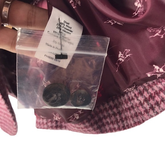 Talbots Pink Shetland wool houndstooth jacket blazer size 10 , NWOT - Picture 5 of 8